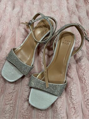 a new day Silver Glitter Rhinestone Ankle-Strap Heels